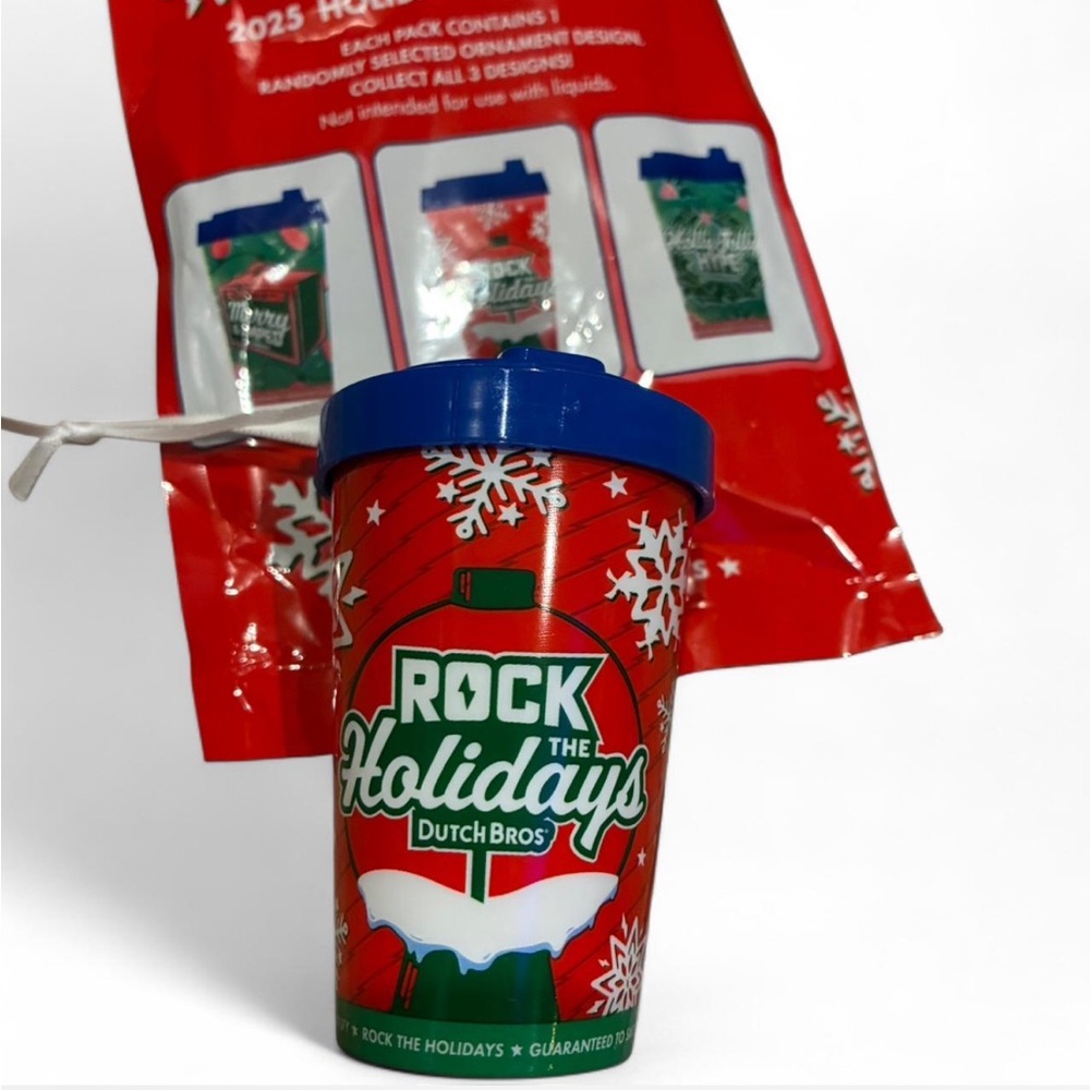 Dutch Bros Rock the Holidays Ornament - Red and Blue